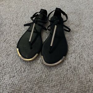 a new day Black Sandals with Silver Trim